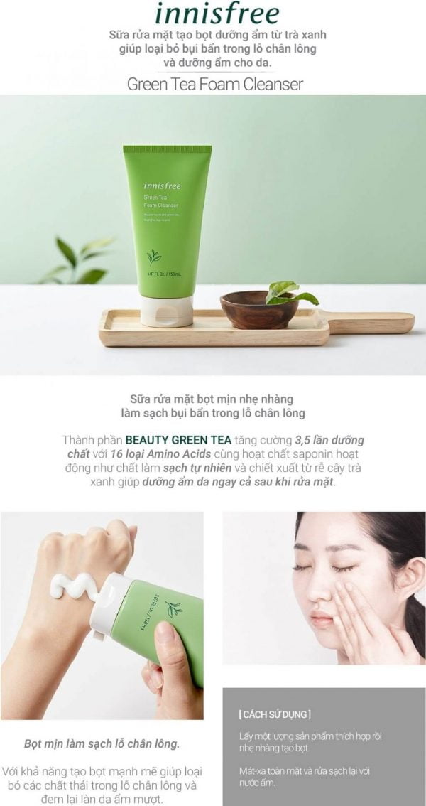 Sữa Rửa Mặt Innisfree Green Tea Foam Cleanser